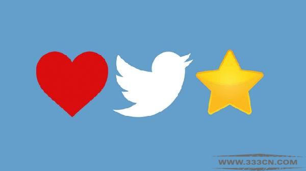 Twitter 社交媒體 金色五角星形 紅色心形 Favorite